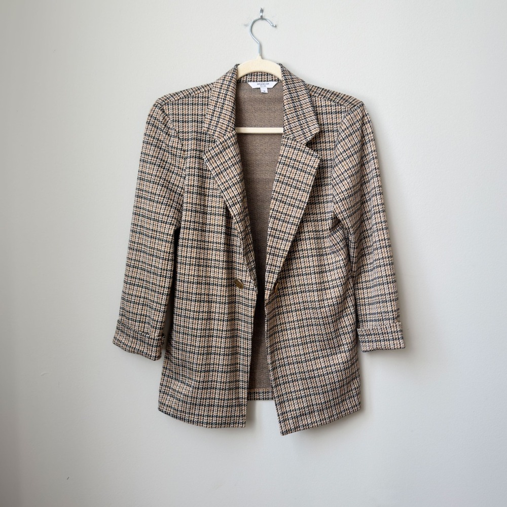 Women's Professional Wearever Houndstooth Plaid Blazer Workwear Size M